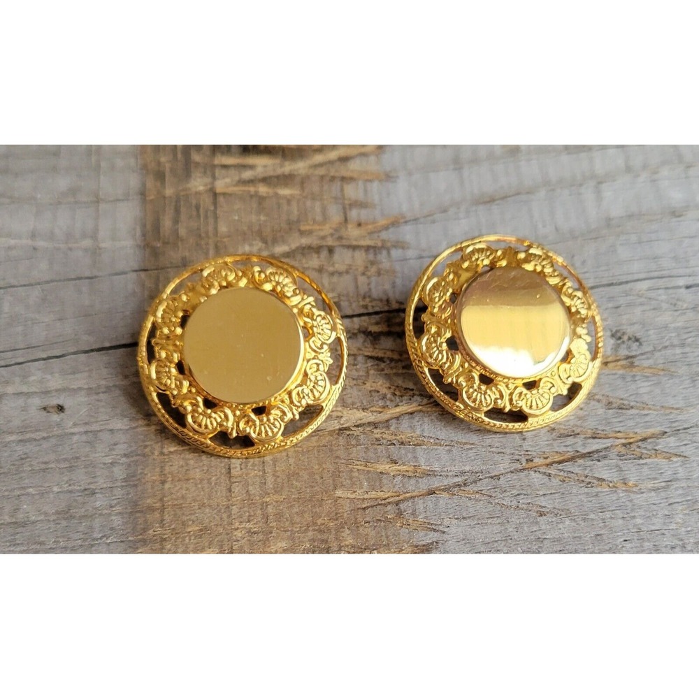 VINTAGE Gold Tone Stanhome Product Jewelry SHP INC Filigree CLIP-ON EARRINGS WOW